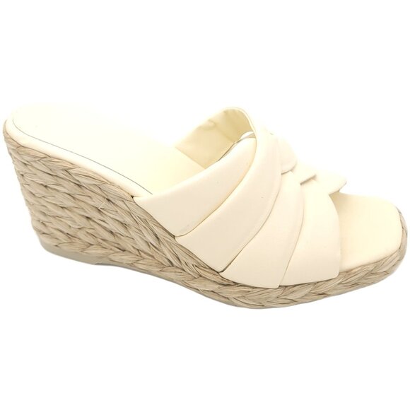 NEW Vince Gilian Wedge Sandals Women 9 Ivory Designer Raffia Chic Coastal - Picture 1 of 9